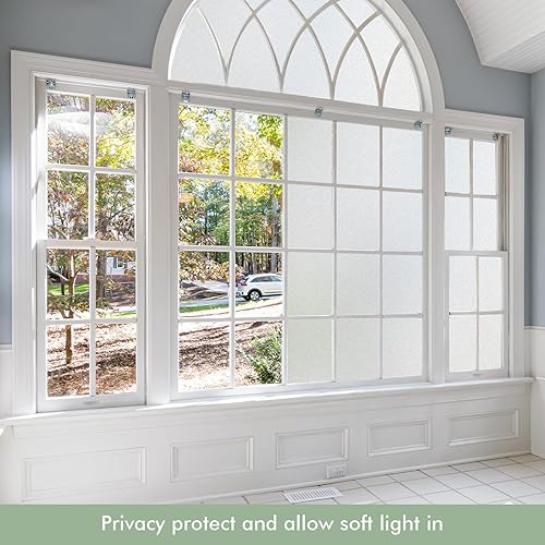 Miniatura 4 de HOMiDEK - Película de privacidad para ventana, película de vidrio esmerilado para ventana, bloqueo de rayos UV, adherencia estática, extraíble para