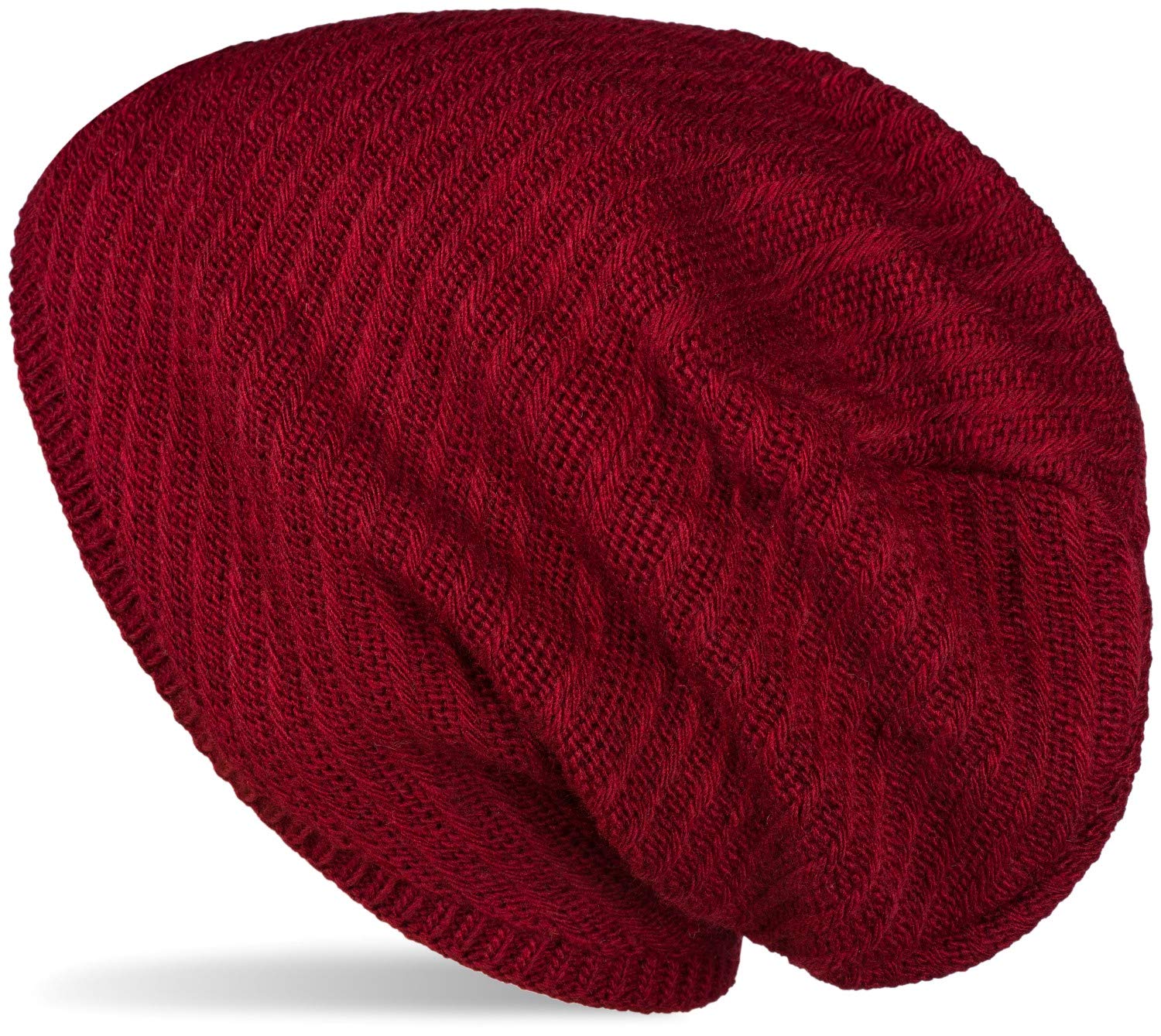 styleBREAKER Unisex Knitted Beanie Cap with Thermo Fleece Lining, Unicoloured Winter, Plain Knitted Beanie Cap 04024176, Color:Claret-Red