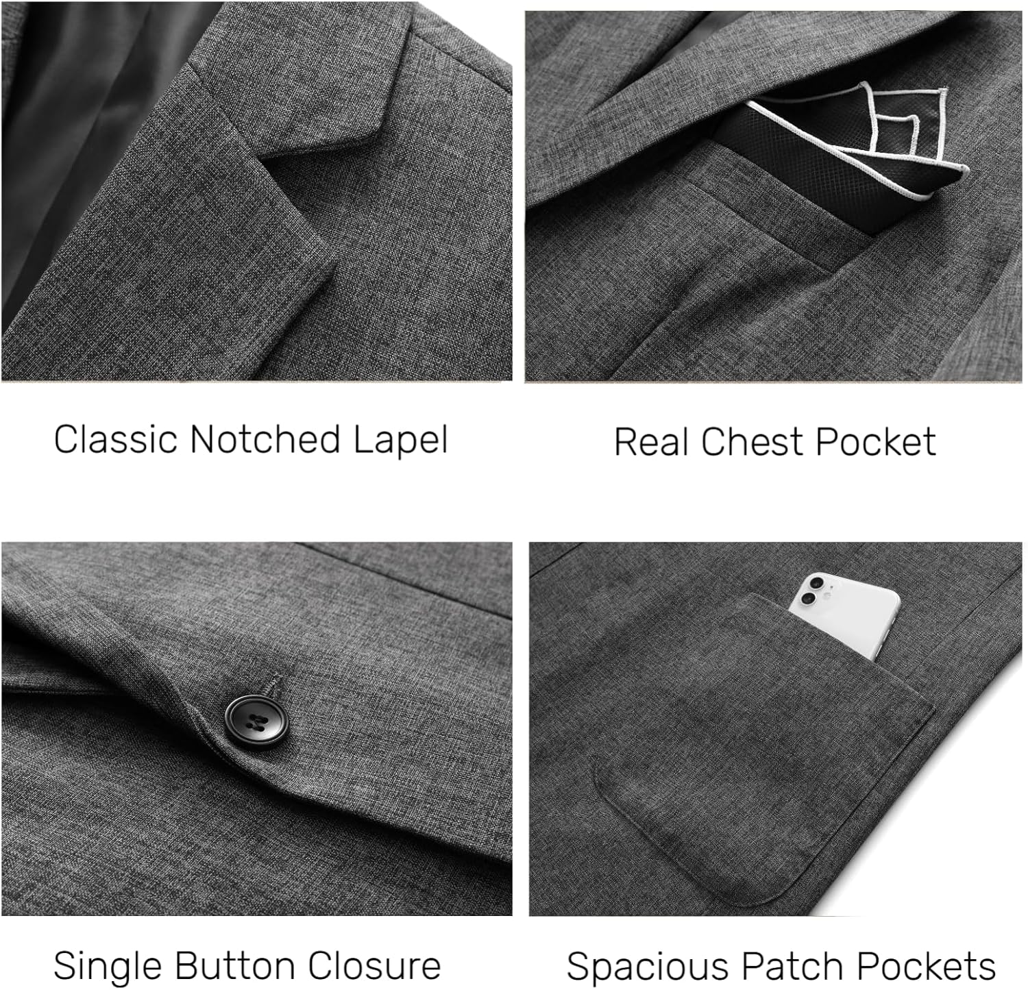 Men's Slim Fit Casual Blazer One Button Sport Coat Lightweight Suit Jacket with Patch Pocket - Image 5