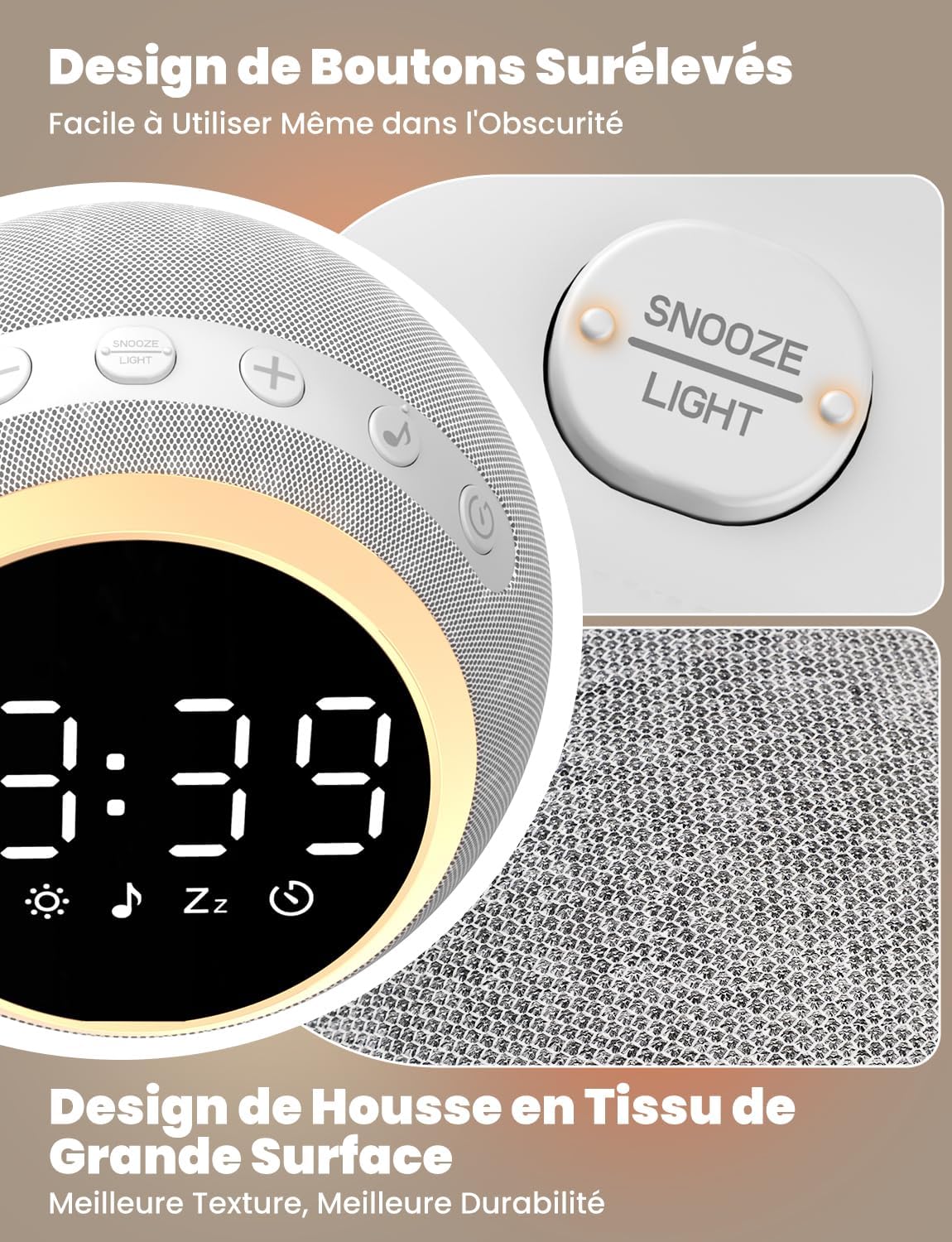 Close-up image of the LIORQUE SM-01 showing the raised buttons and fabric casing.