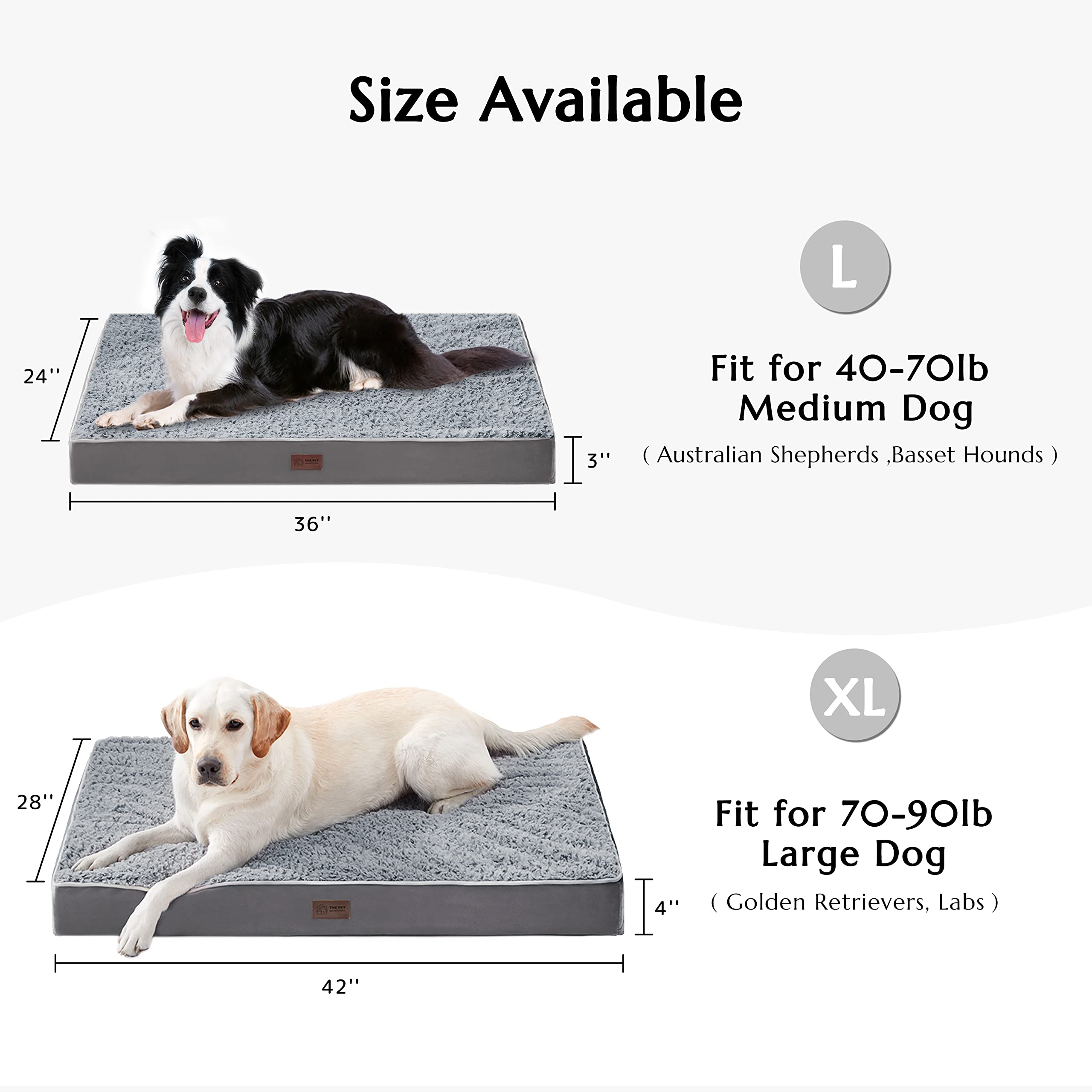 Western Home Dog Beds for Large Dogs, Orthopedic Egg Crate Foam Dog Bed with Removable Washable Waterproof Cover, Dog Mattress for Crate Bed with Nonslip Bottom Pet Bed for Extra Large and Medium Dogs