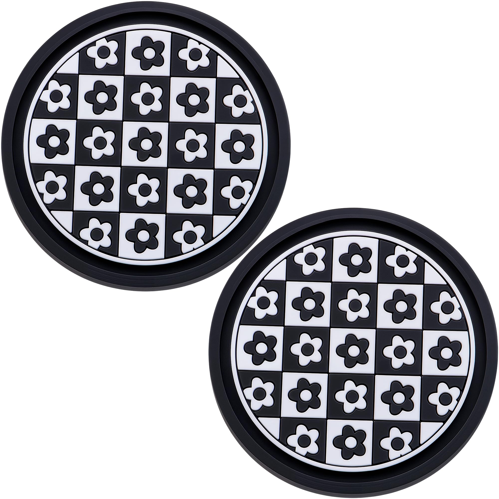 2 Pack Car Cup Holder Coaster – 2.75 Inch Non-Slip Silicone Drink Mat, Universal Fit for Cars, Trucks &amp; SUVs – Cute Auto Accessories for Women &amp; Girls (Little Flower)