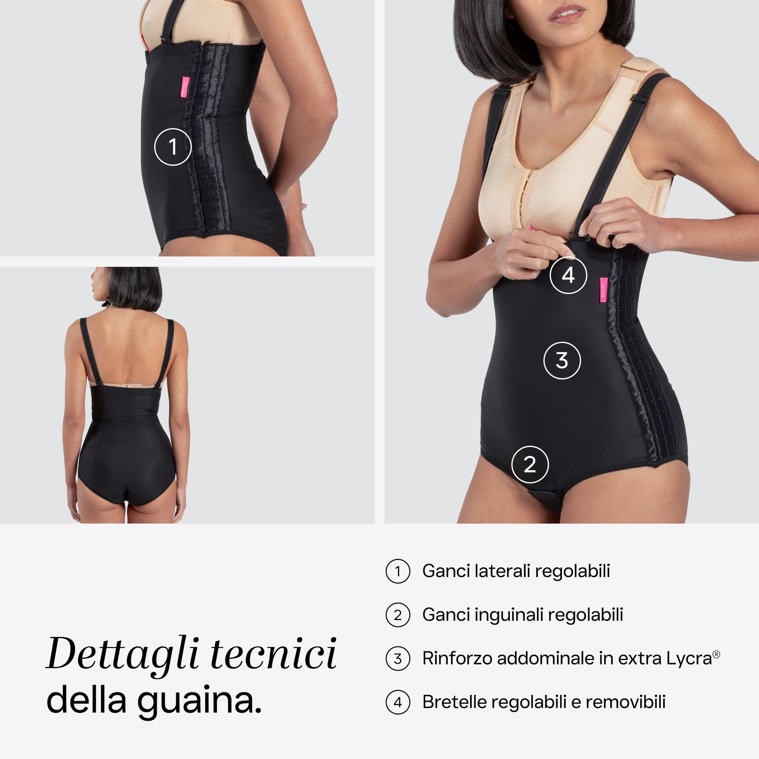 REVÉE Guaina Compressiva Post-operatoria - Liposuzione ai Fianchi - Addominoplastica, Torsoplastica, Lipofilling, Parto Cesareo - Guaina Post-Liposuzione, Fascia Addominale Donna Post-Parto