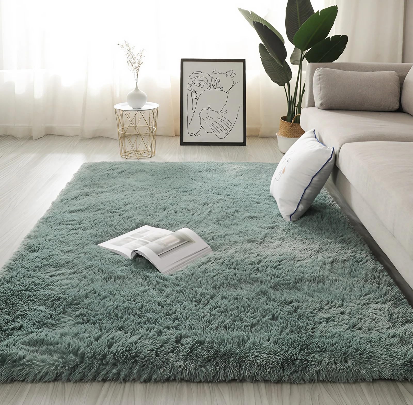 Tapis Salon à Poils Longs Shaggy, Moelleux et Doux, Tapis Moderne Antidérapant pour Chambre, Couloir, Lavable, Grand Tapis de Décoration Intérieure(P,160 x 230 cm)