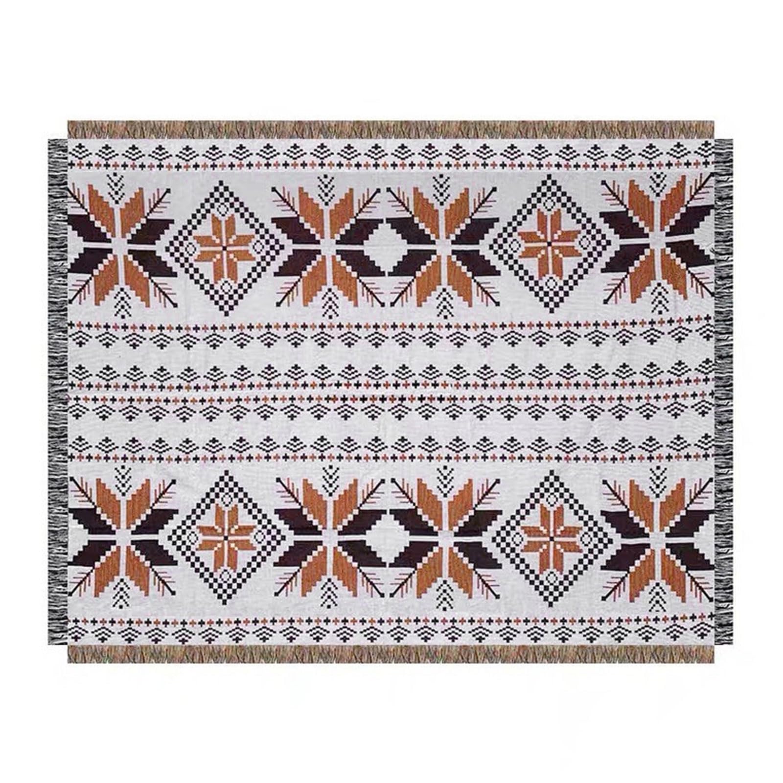 Hsioluted Picnics Mat Outdoor Campings Tassels Blanket Ethnic Striped Blanket for Sofa Travel Rugs Campings Mat
