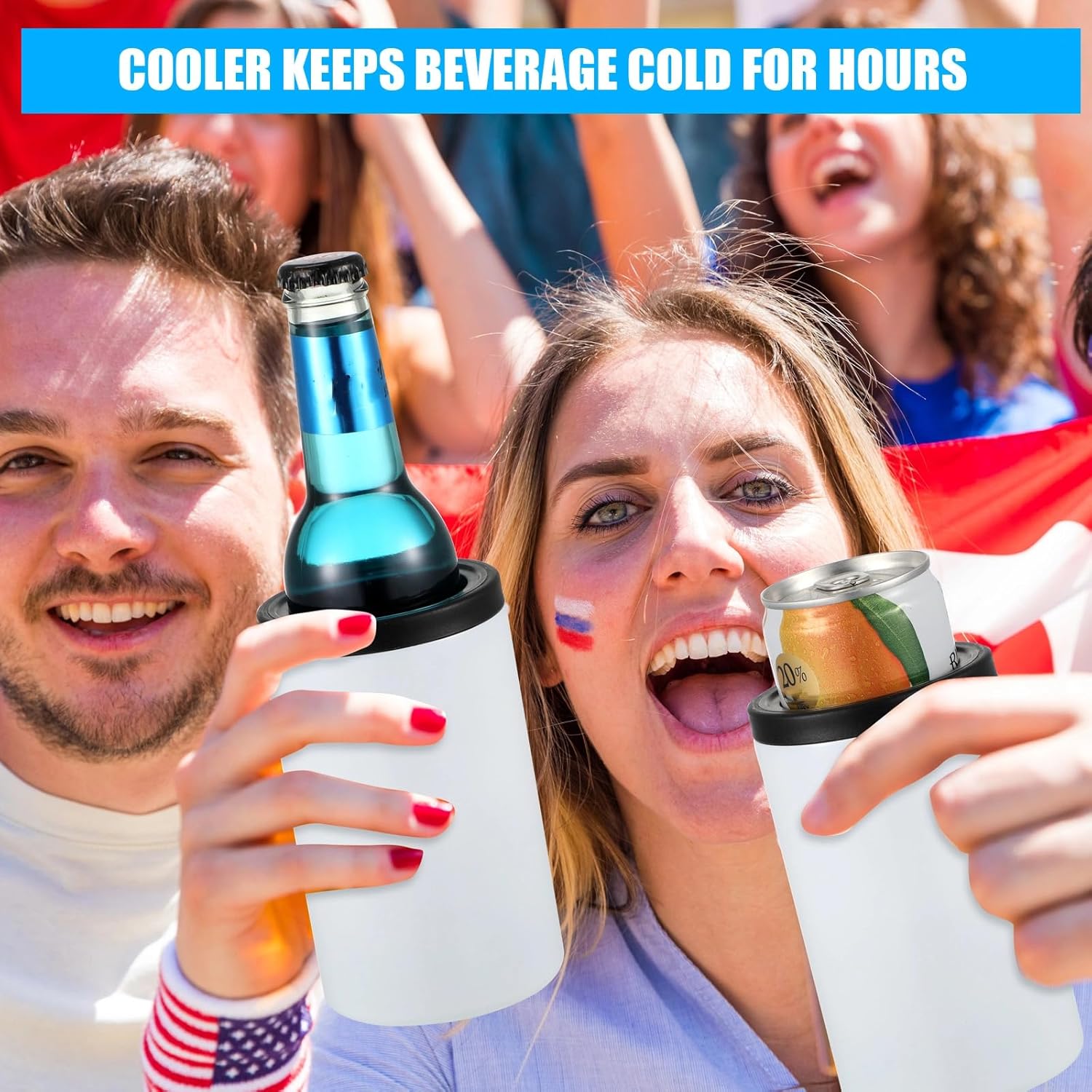 Uiifan 12 Set White Sublimation Can Cooler 12 oz Can Cooler Bulk Customizable Stainless Steel Double Wall Insulated Blank Tumblers with Lids and Straws and Lid Brush for Beer Beverages Party Gifts - Image 4