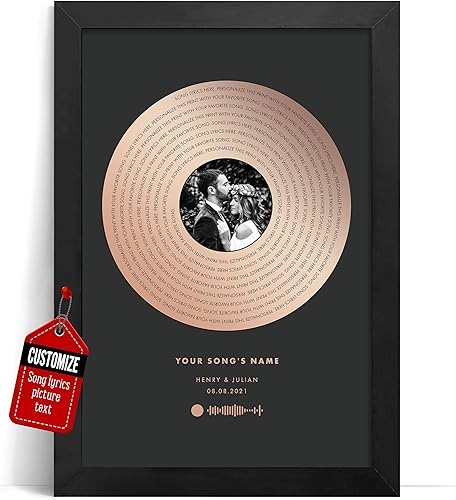 Miniatura 1 de VICILO Póster de letras de canciones personalizadas, enmarcado, lienzo personalizado, arte de pared, regalos para el día de San Valentín para él,