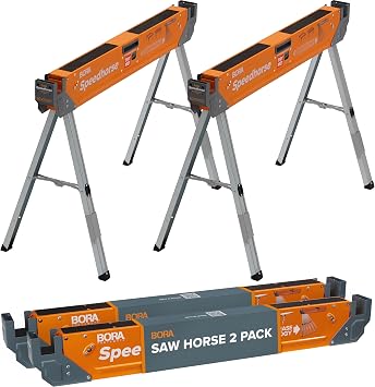 BORA Speedhorse Saw Horses 2 Pack Folding Heavy Duty Metal Sawhorse
