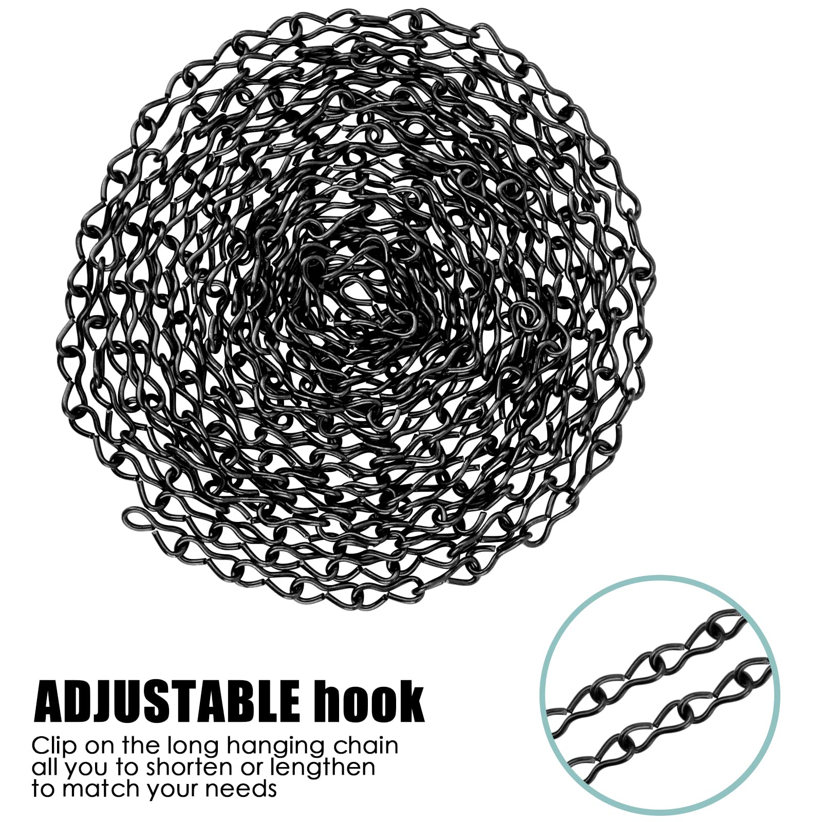 8 Stück Blumenampel Ketten 50cm - Schwarze Metall Hängeketten Mit Haken
