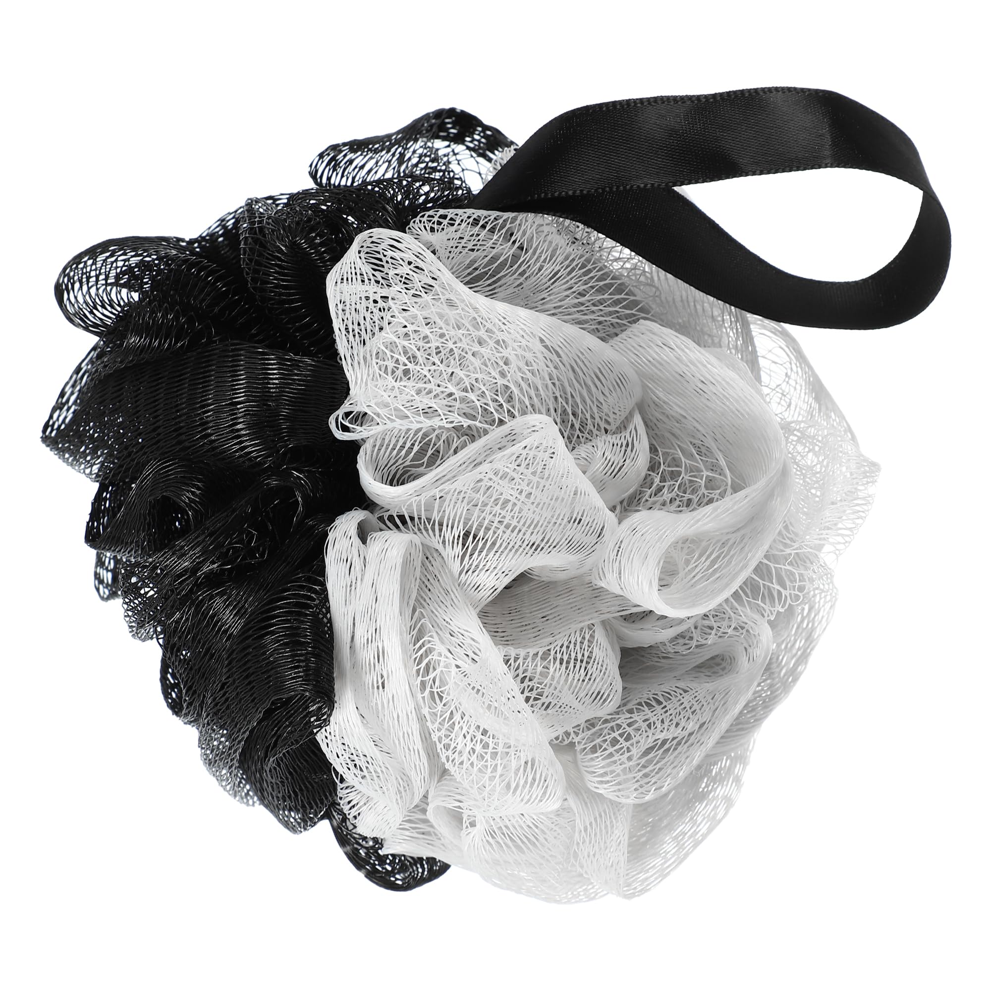 VOCOSTE Bath Shower Loofah Sponge Body Puffs for Bathroom 5.31"x4.33" Gray Black 1 Pc
