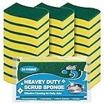 HOMEXCEL Sponges Kitchen 24pcs Heavy Duty for Dishes, Yellow Scrub Cleaning Sponge for Non-Coated Cookware, Dishes, Pots, Pans, Dual Sided Dish Sponge for Kitchen, Household, Bathroom