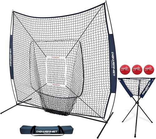 Miniatura 1 de PowerNet DLX - Juego de 6 piezas para béisbol y sóftbol, paquete de red de práctica de 7 x 7 pulgadas con zona de golpe, organizador de pelota + 3