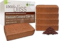 Plantonix Coco Bliss Organic Coco Coir Bricks 650g (5-Pack) - OMRI Listed for Gardening, Seed Starting, Potting Mix & Mulch