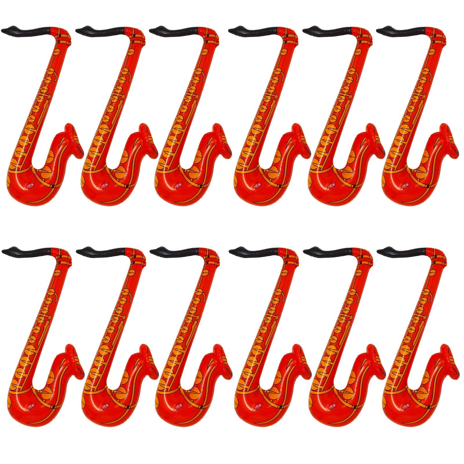 WS Accessories Inflatable Saxophone 60cm [Orange, Pack of 12]