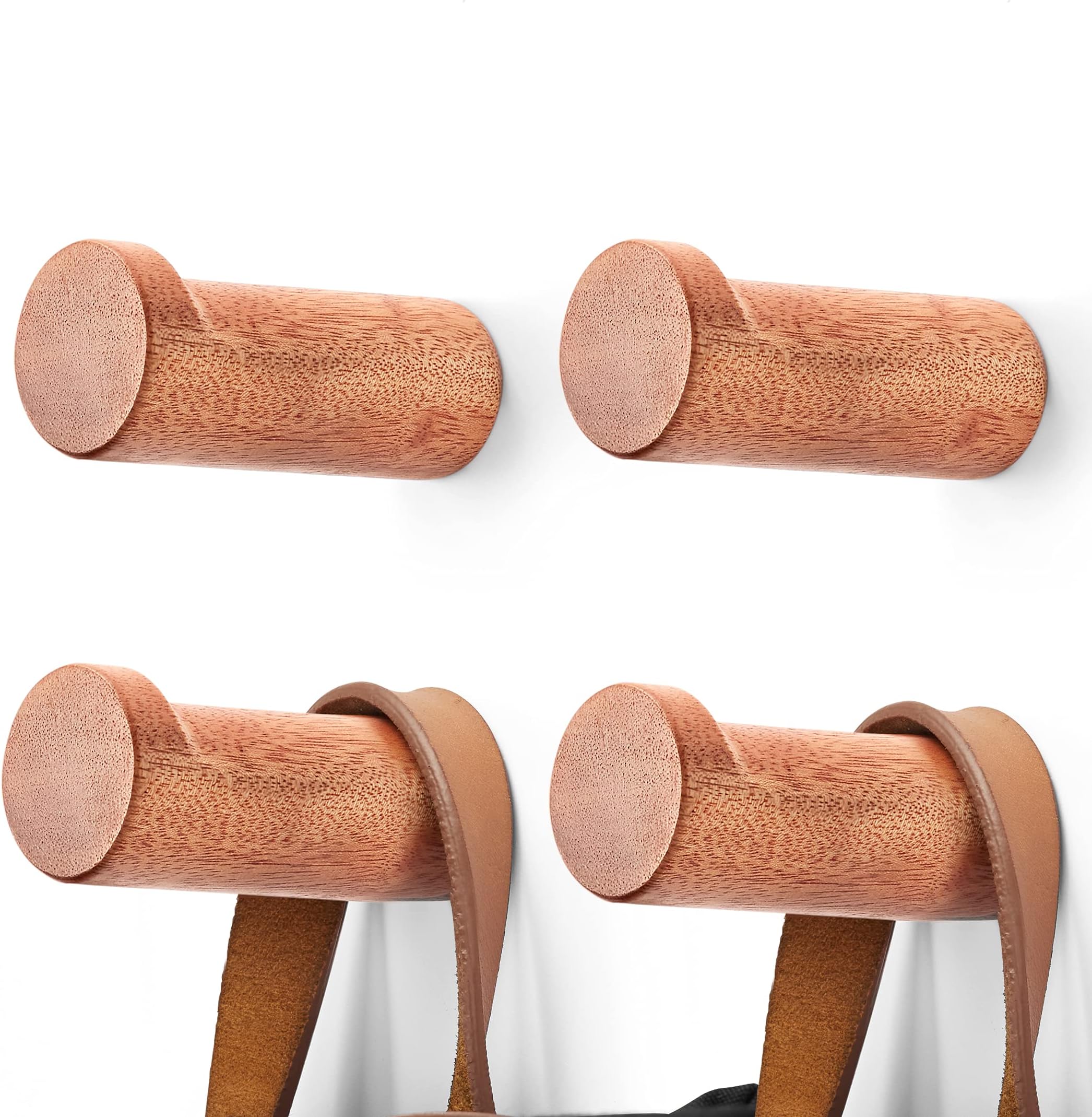 FANATU Wooden Coat Hook Wall Mounted (4 Packs) Hat Hooks