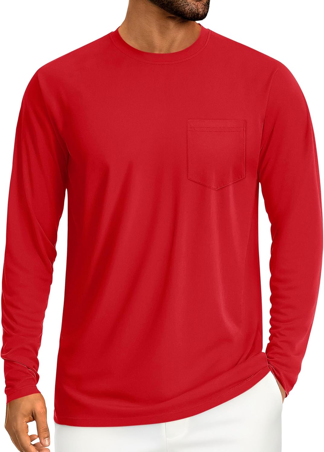 Cotrasen Men's Long Sleeve T-Shirts Cotton Casual T Shirts for Men Breathable Comfort Tee Shirts with Pocket