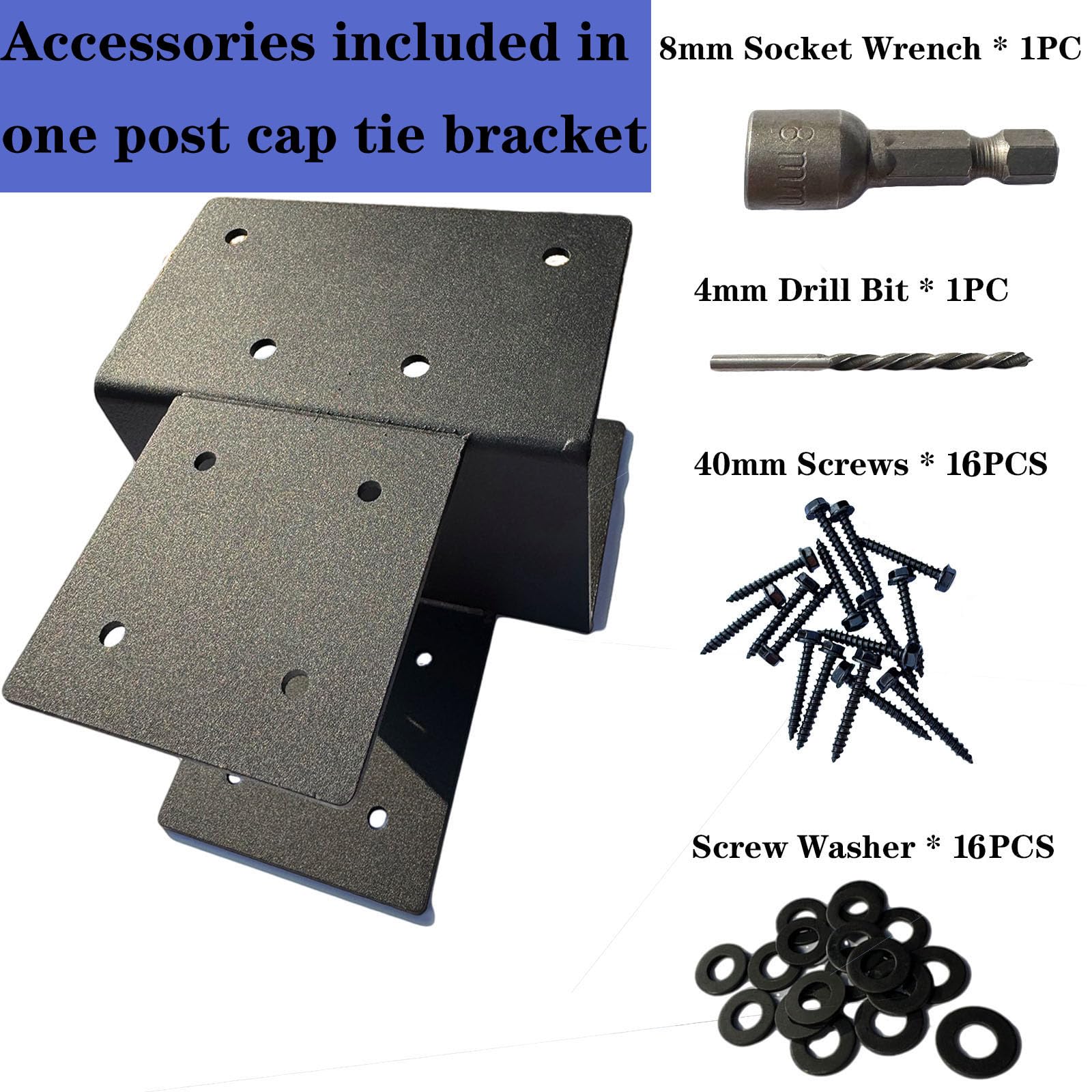 2 soportes de amarre resistentes de acero galvanizado de 6 x 6 pulgadas, conector de anclaje para apoyar vigas de madera (2, 6 x 6 pulgadas (real 5.5 x 5.5 pulgadas)