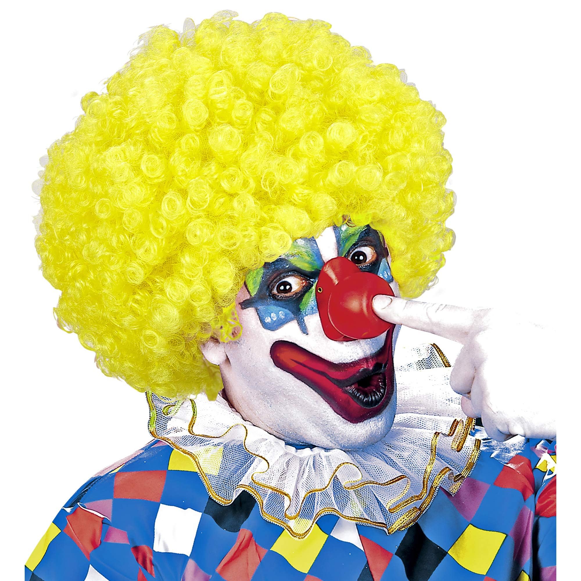 WIDMANN 60046 - Unisex Adult Clown Wig, Circus, Clown, Carnival, Theme Parties, One Size, Yellow Color