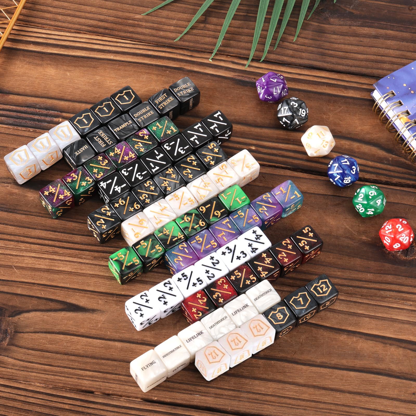 78pz Set Dadi MTG, Include Segnalini Vita +1/-1 Potenziamento Comandante Parola Chiave Segnalini Scudo e Dadi Rotanti 12 Colori per MTG TCG Accessori per Giochi Carte