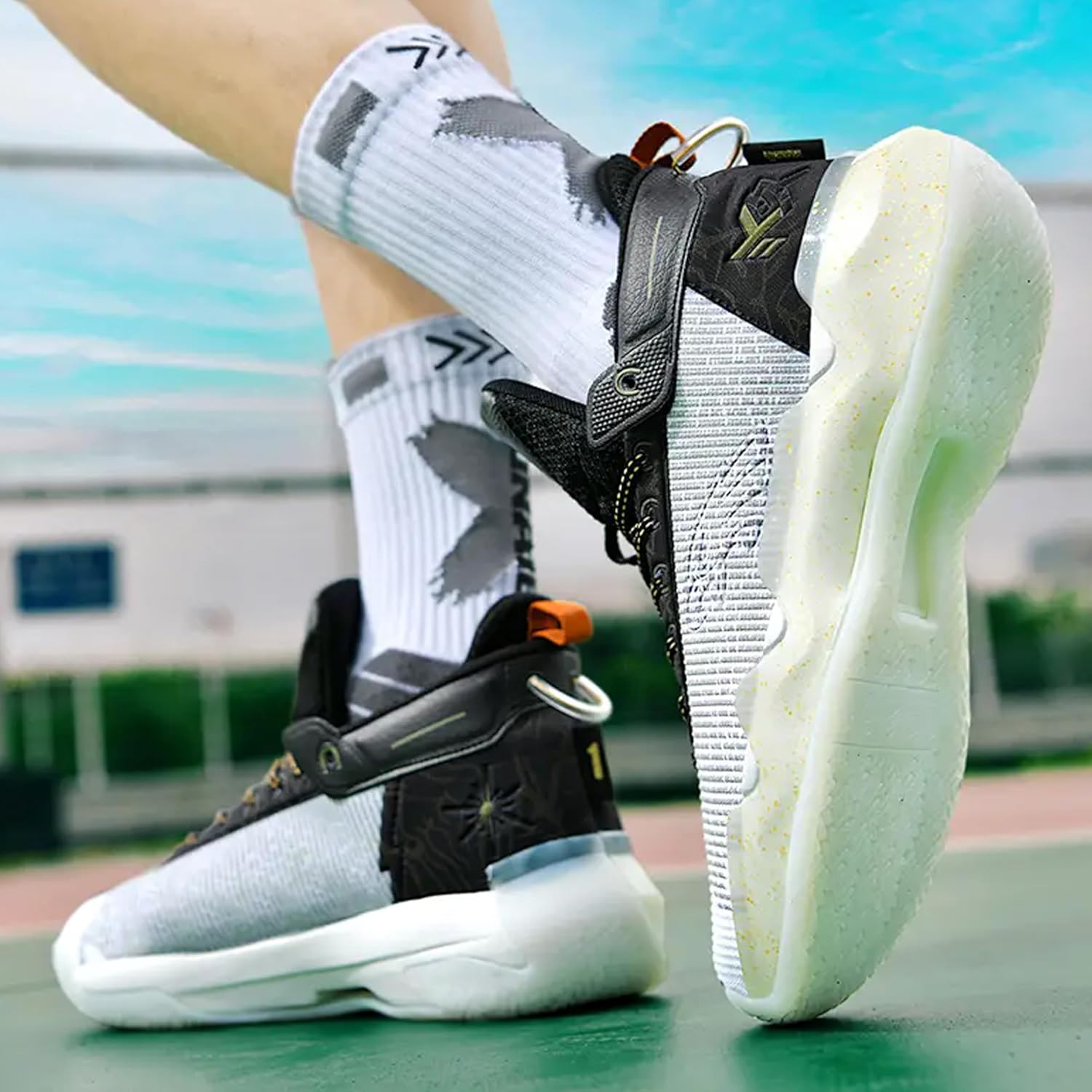 Mens High Top Basketball Shoes Womens Breathable Outdoor Lightweight Unisex-Adult Laceup Non Slip Running Shoes - Image 3