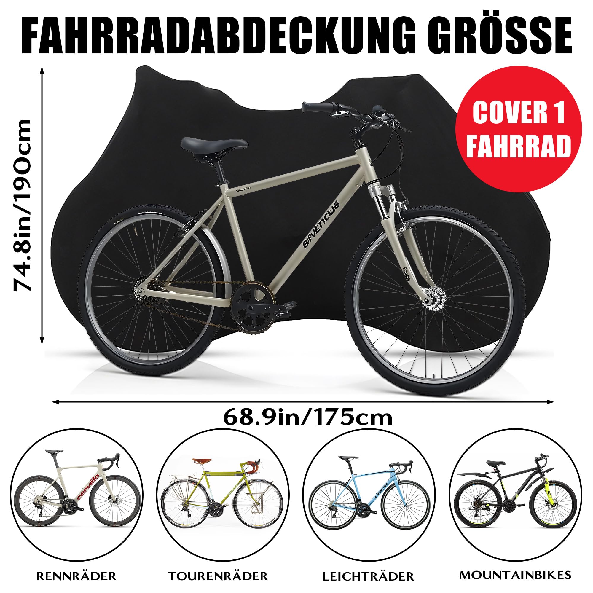 Funda para bicicleta con cremallera, elástica, resistente al polvo, protección UV, para bicicleta de montaña, de ciudad, lavable a máquina, 27,5 pulgadas