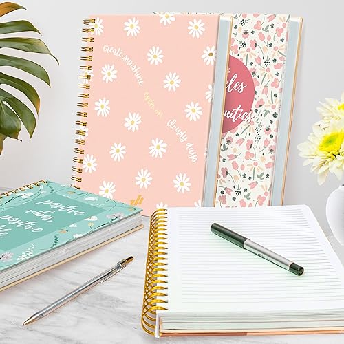 Miniatura 5 de Diario para mujer, 10.25 x 7.25 pulgadas, 300 páginas, cuaderno de espiral de tapa dura con rayas universitarias, cuaderno de reunión para el