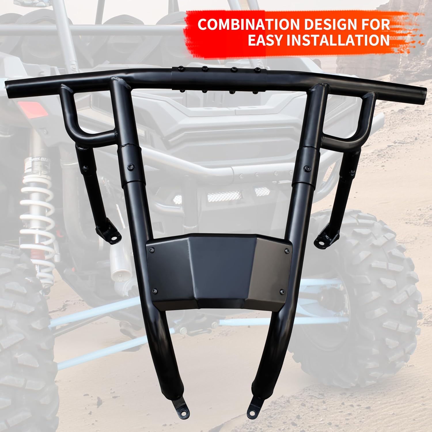 Rear Desert Bumper for RZR XP/XP4 1000 19-23, Heavy Duty Steel Tail End Bumper Guard for Polaris RZR Trail 2021-2024 Accessories, Replace #2884020