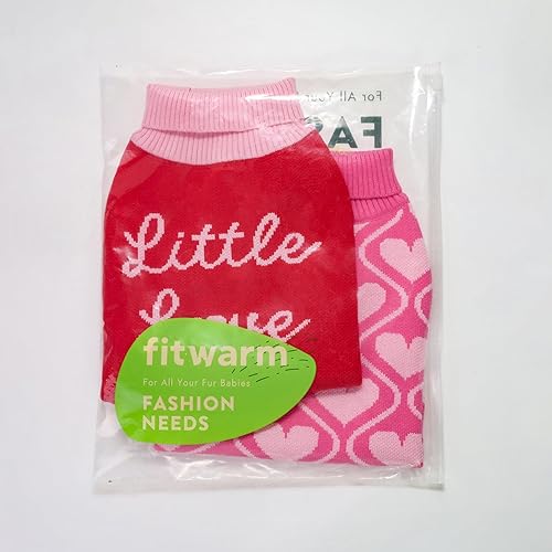 Miniatura 7 de Little Love and Sweet Hearts - Suéter de cuello alto para perro, traje de San Valentín, ropa térmica para perros pequeños y niñas, traje de invierno