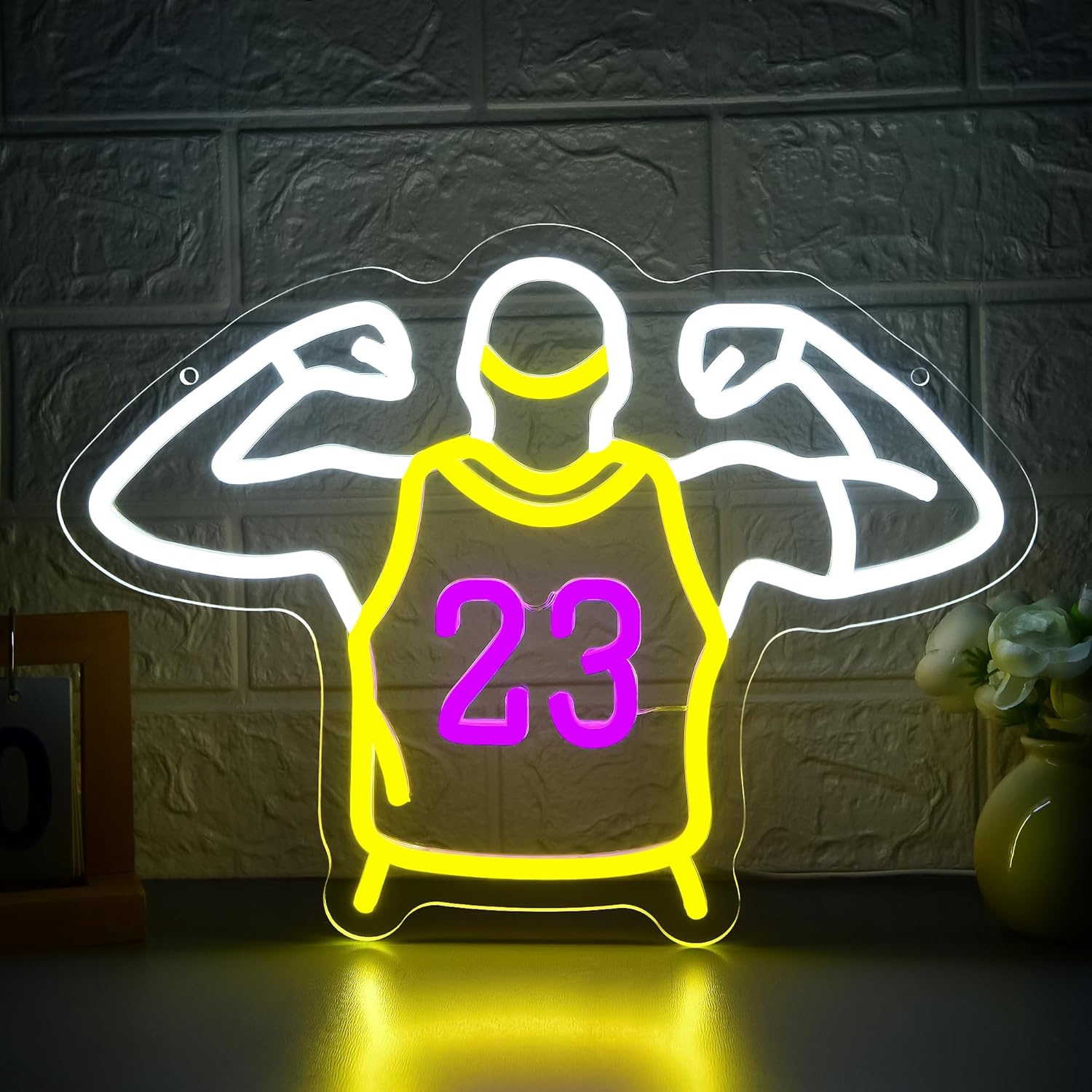 Basketball Neon Sign for Wall Decor Dimmable Basketball Neon Light for Man Cave Bedroom Gaming Room Sports Bar Birthday & Christmas Gift for Basketball Fans Size 13.7 * 10.2In(A031)