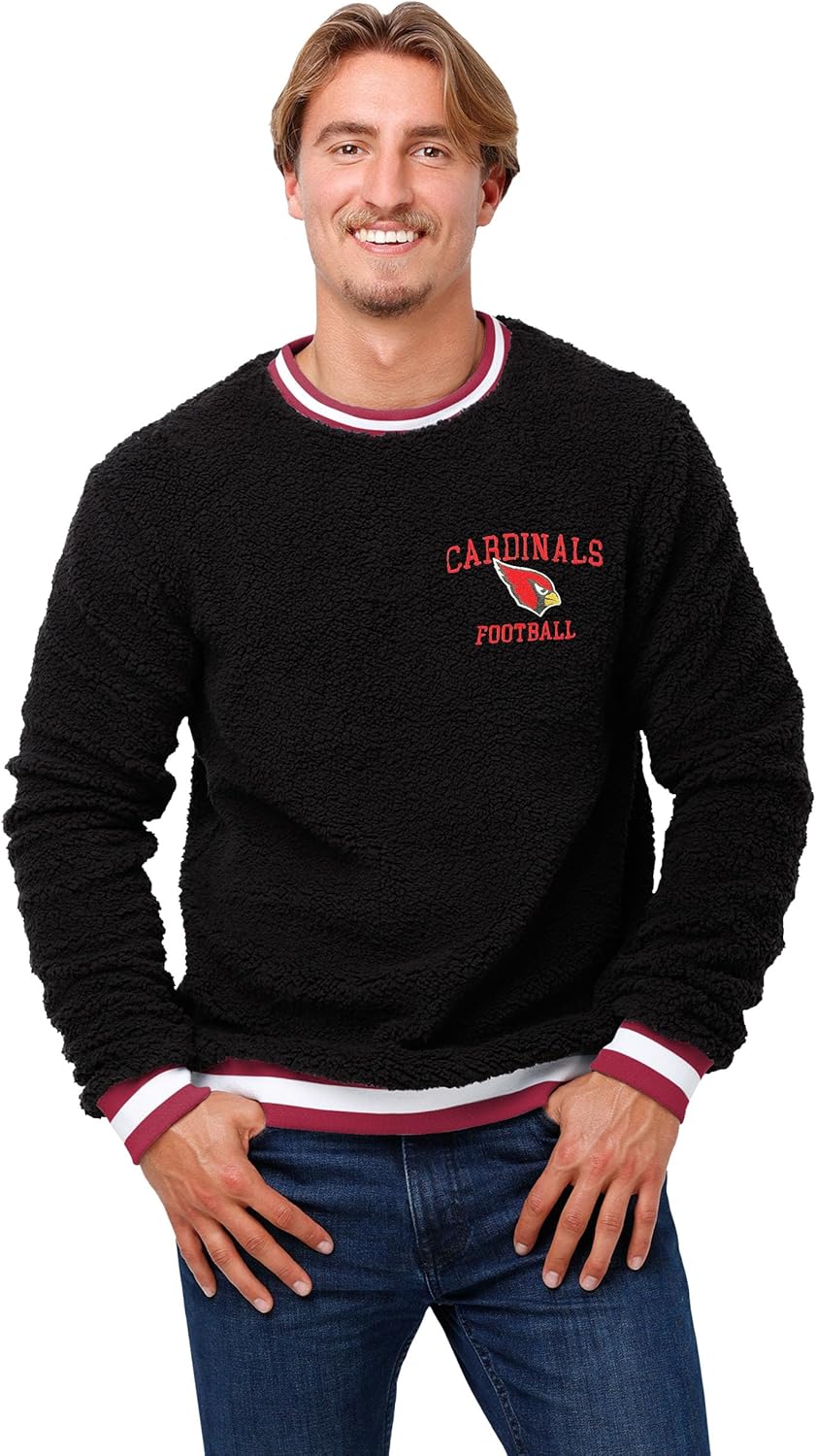 FOCO Men's Standard NFL Logo Sherpa Crewneck Sweater, Team Color
