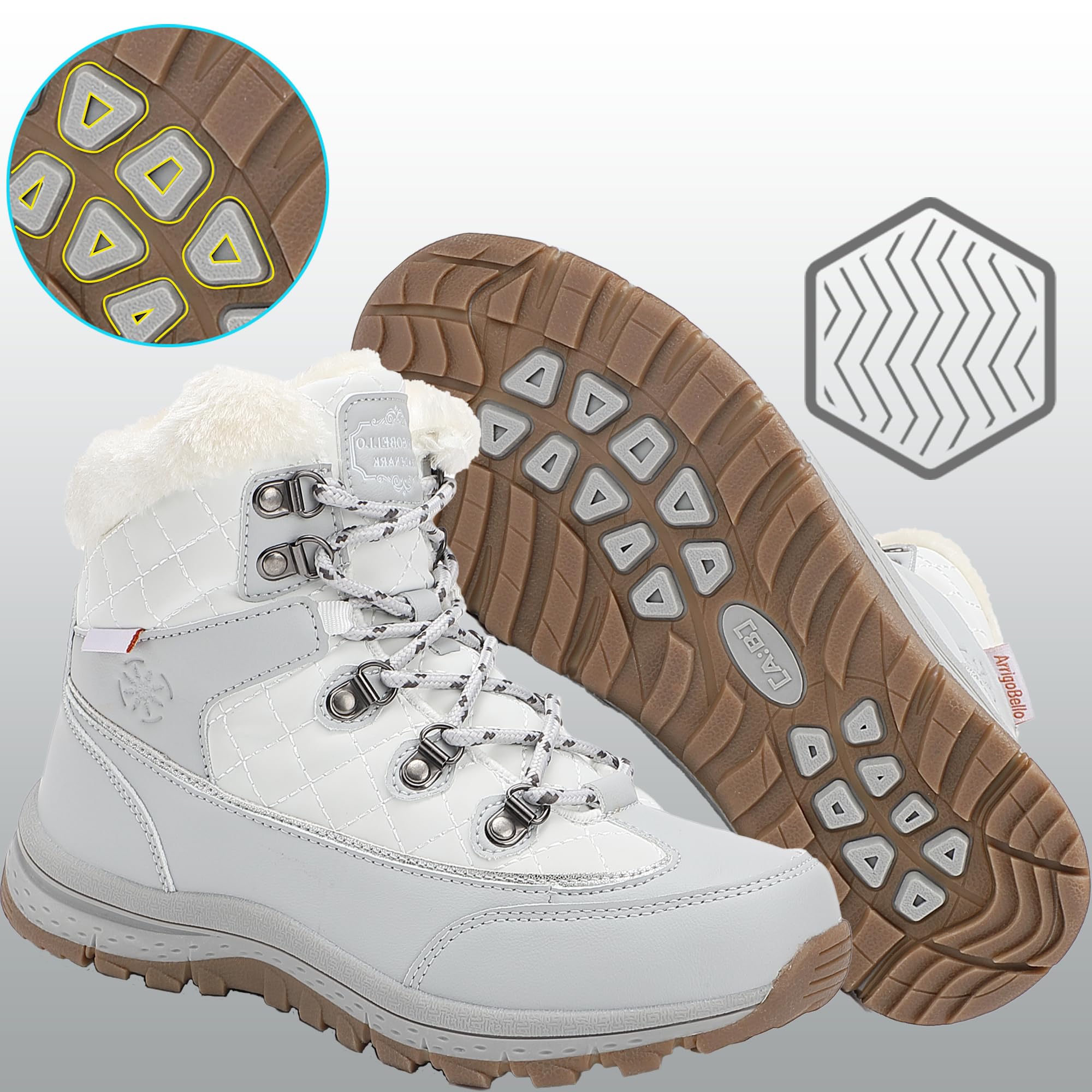 ARRIGO BELLO Donna Stivali da Neve Invernali Scarpe Allineato Pelliccia Caloroso Caviglia Piatto Stivaletti Sportive Boots Escursionismo 36-41
