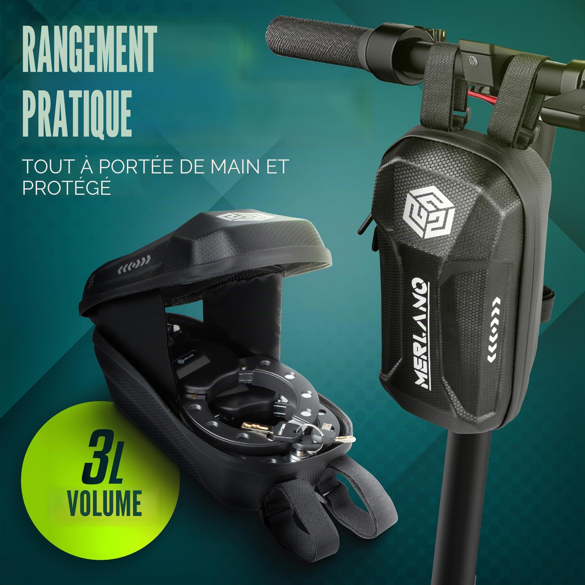 Serrure à menottes haute sécurité pour scooter électrique, épaisseur : 10 mm, antivol avec sac toutes saisons