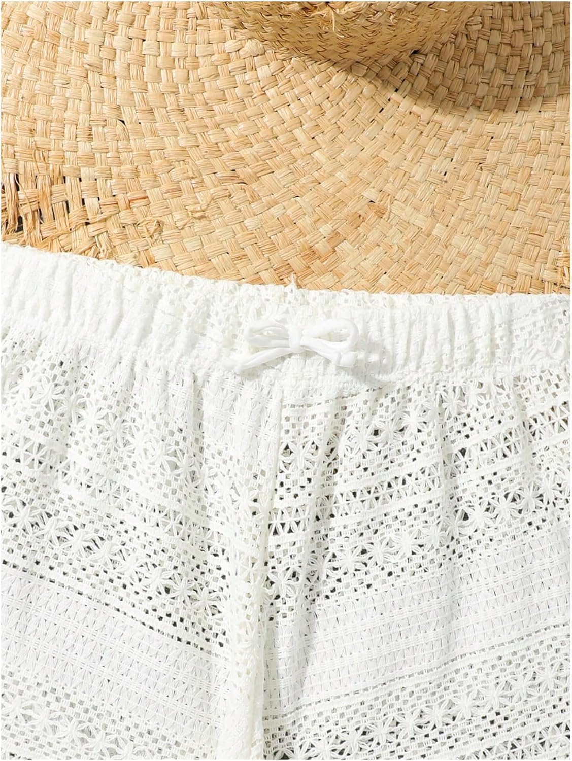 Milumia Girl's Crochet Swim Cover Up Hollow Eyelet Shorts Bikini Coverup Vacation Outfits - Image 3