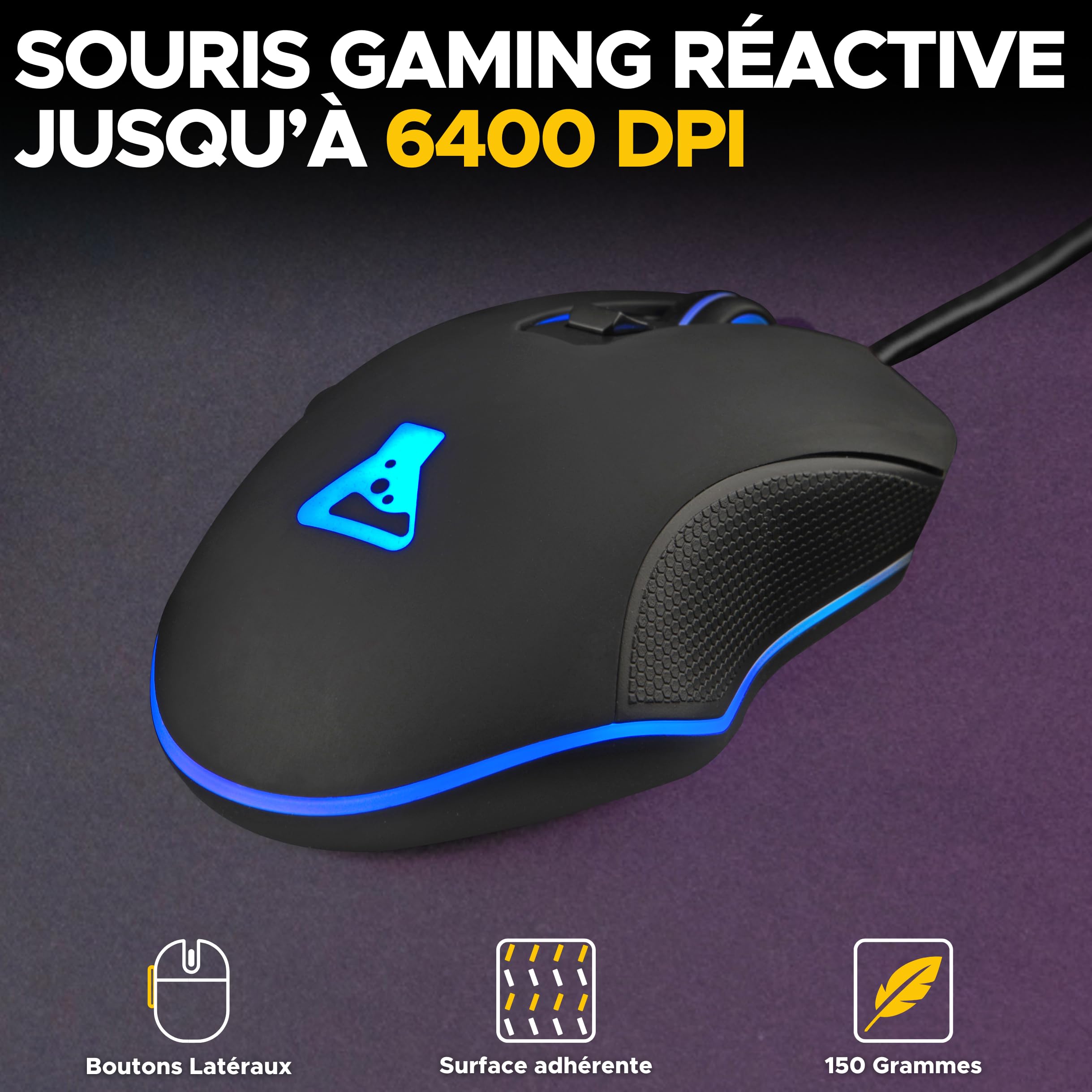 The G-Lab - Combo Hydrogen - Pack Clavier Souris Gamer, Clavier Gamer 65% Filaire, Rétroéclairage RGB, azerty, Format Compact + Souris Gaming RGB, 6 Boutons, 7200 DPI - PC/PS4/PS5 – Noir/Gris