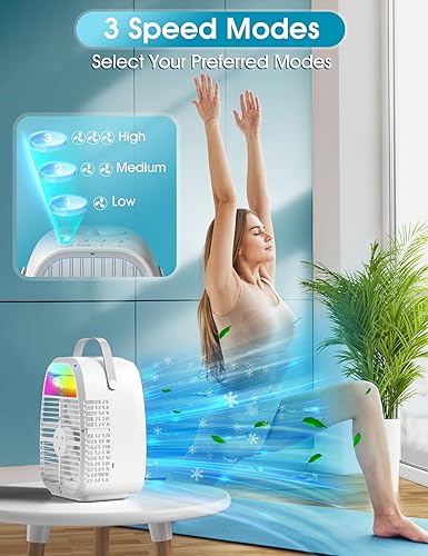 Miniatura 8 de TYTAB - Ventilador de aire acondicionado portátil AI, mini aire acondicionado evaporativo, enfriador de aire de CA portátil con humidificador 4 en