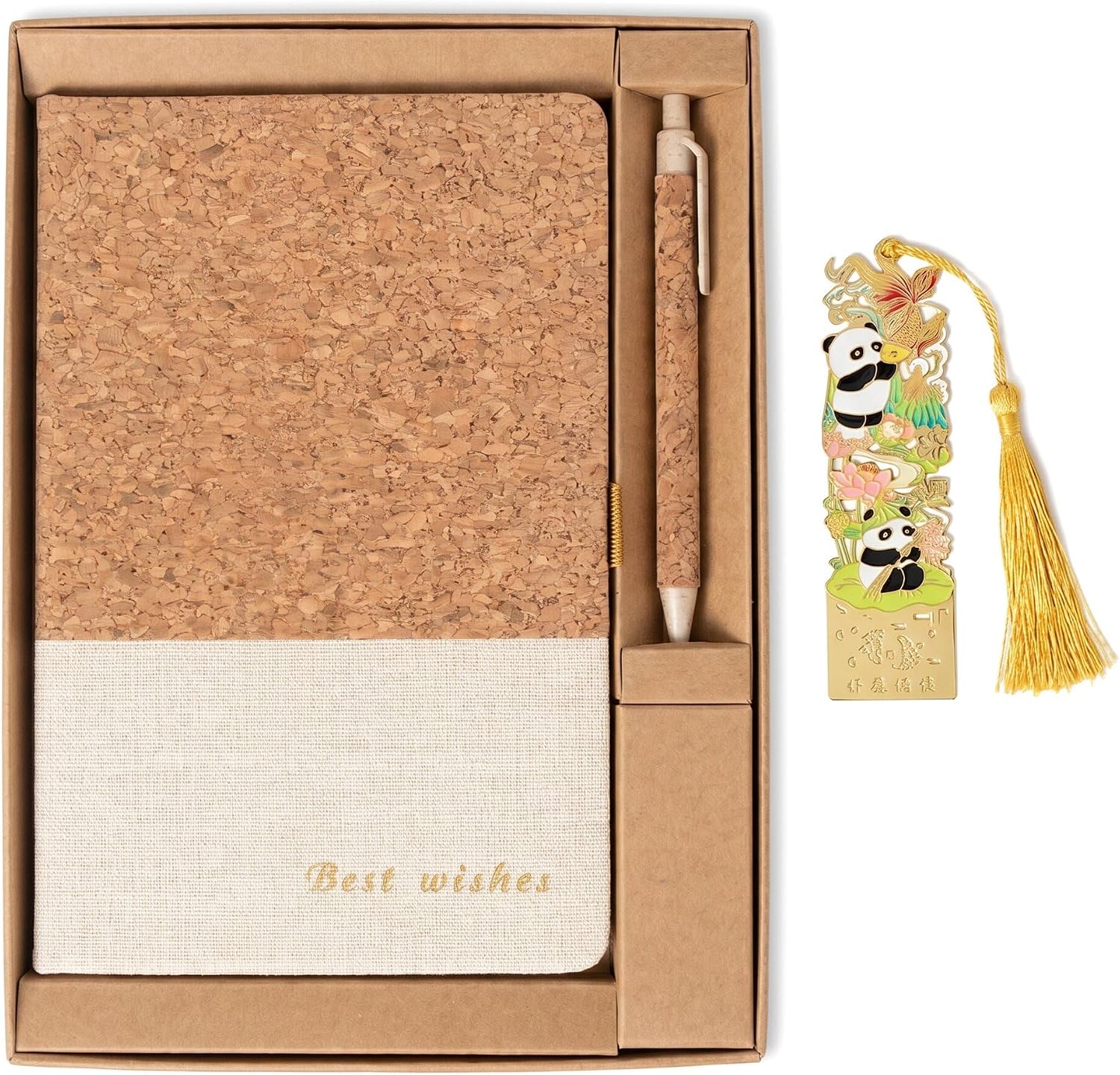 Notebook/Diary - Environmentally friendly natural cork hardcover writing notebook with pen, exquisite bookmark, and thick paper - A5 (5x8) bound notebook notebook gift box