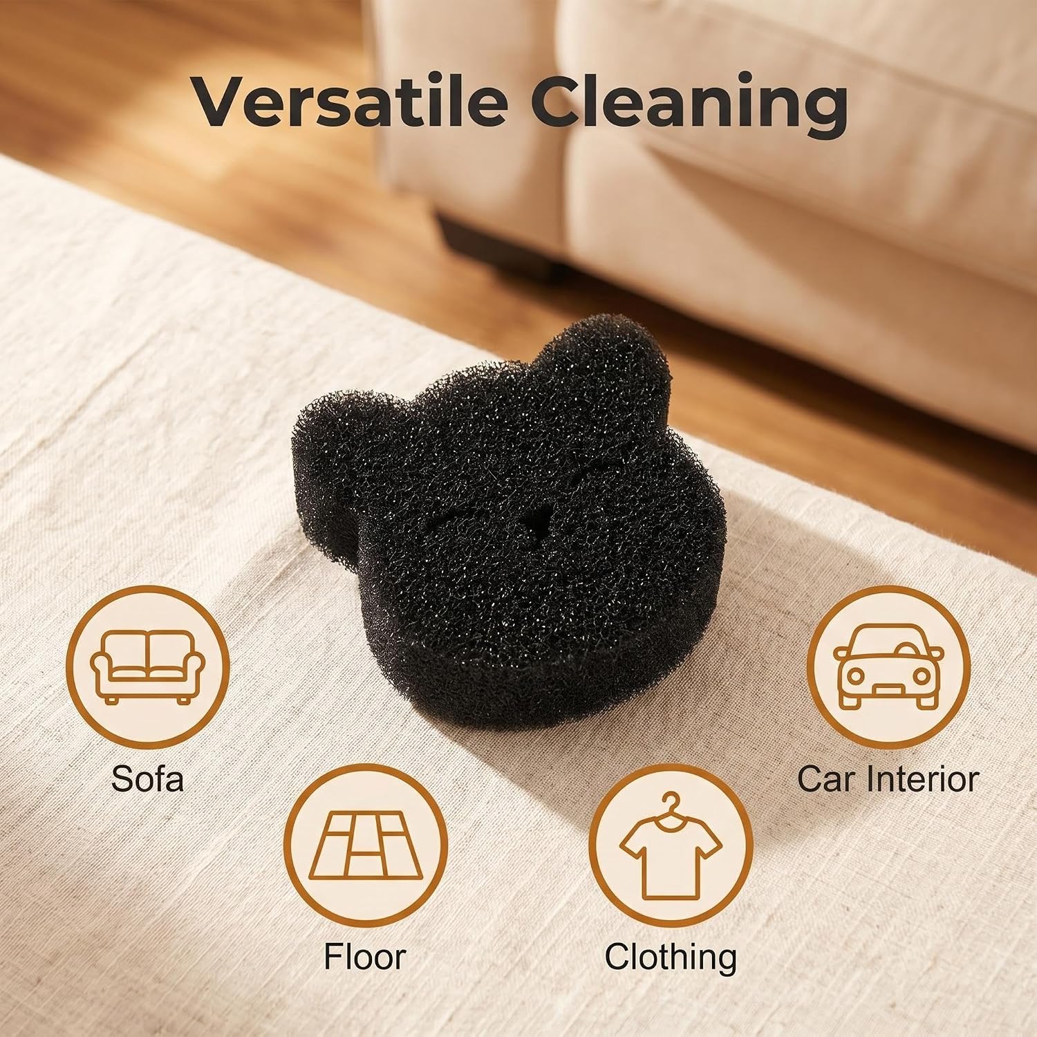 4 Pcs Panda Shaped Lint Hair Remover Sponge, Reusable Multi-Purpose Pet Hair Catcher for Furniture Clothes Sofa Floor Car