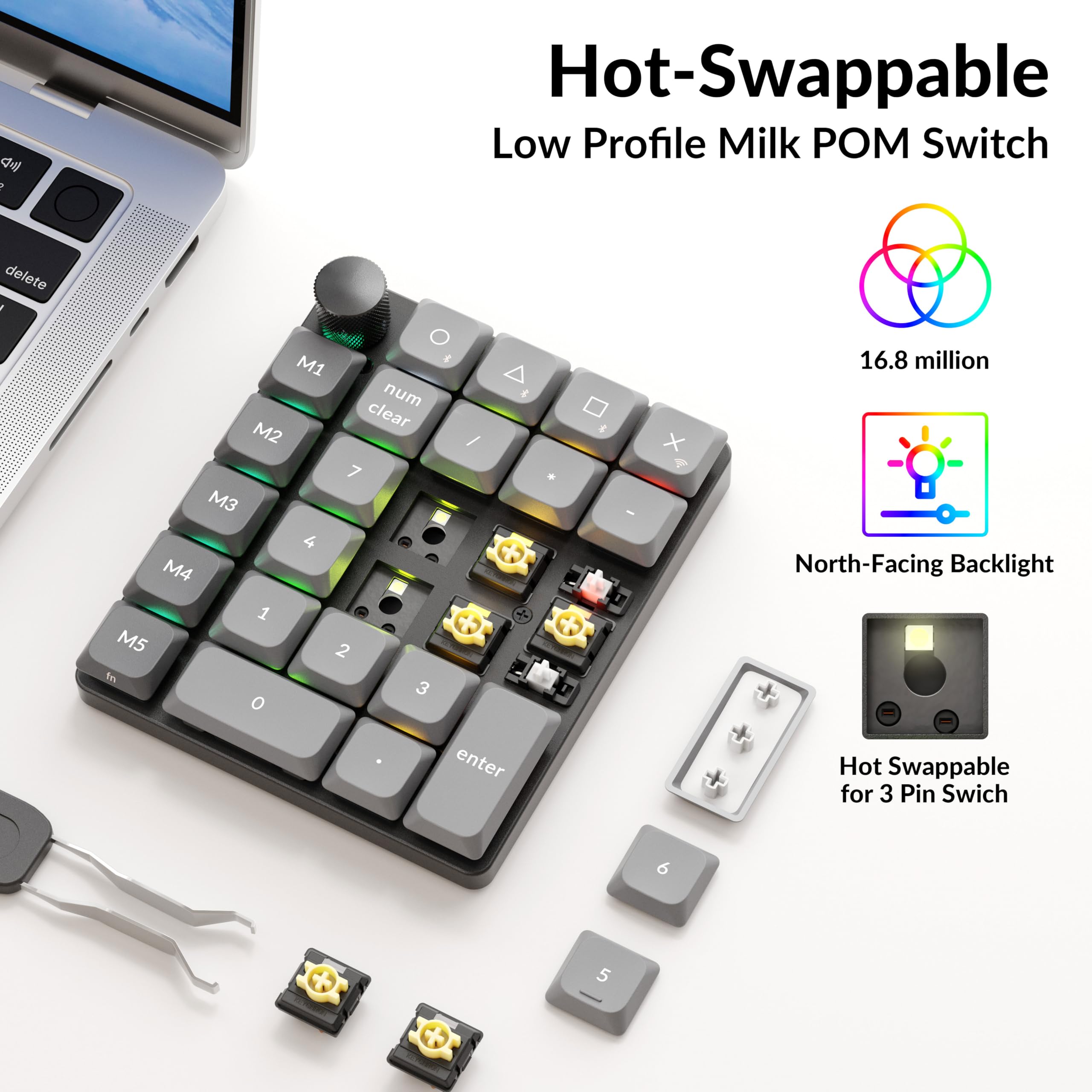 Amazon.com: Keychron K0 Max Wireless Low-Profile Number Pad, QMK