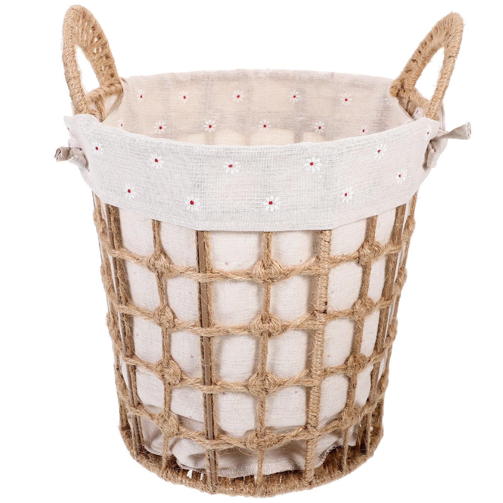 Toddmomy Cesta de Almacenamiento Tejida con Forro de Lino y Asas de Cuerda de Cáñamo, Organizador Pequeño Adecuado para Baño o Dormitorio, Resistente y Funcional
