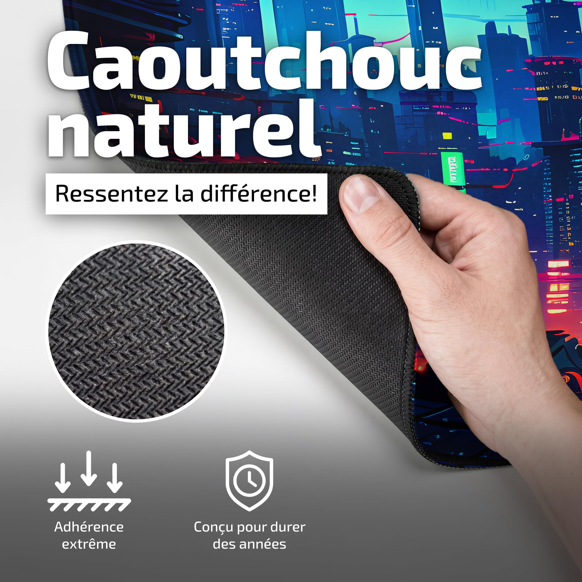 Tilt Grand Tapis de Souris Gamer XXL 90x40 cm | Tapis de Bureau Gaming Anti-Dérapant | Mouse Pad Imperméable pour PC et Accessoires Gaming | Tapis de Clavier (Retro Cyberpunk)
