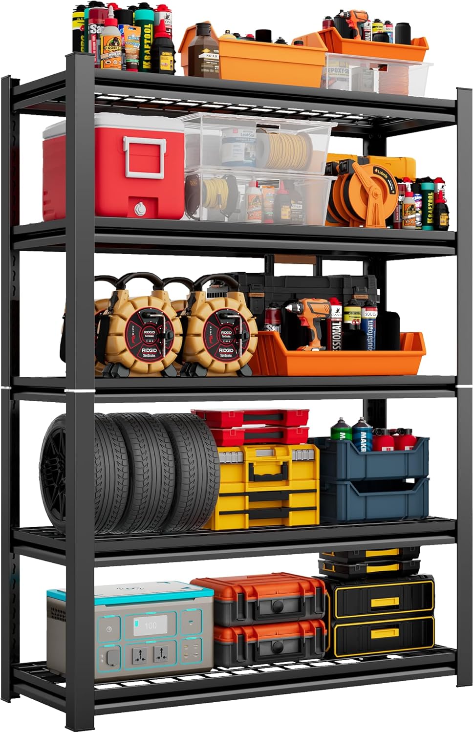 Photo 1 of 72''H Garage Shelving 3000LBS Capacity Heavy Duty Garage Storage Shelves, Adjustable 5 Tier Metal Industrial Wire Shelf for Kitchen, Utility Room, Warehouse and Basement, Black (36''Wx16''Dx72''H)