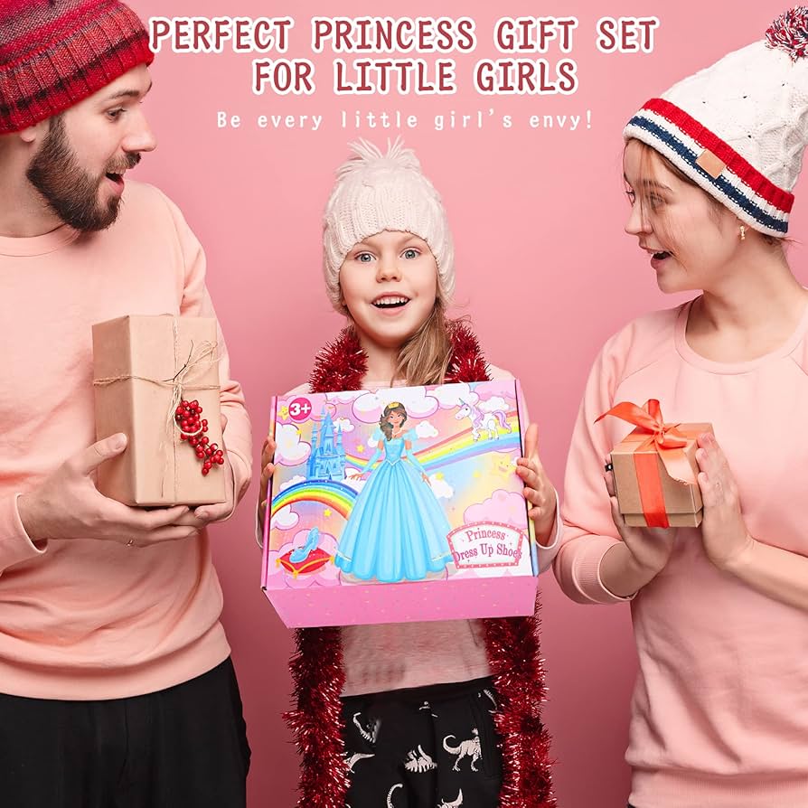 Princess Dress Up Shoes Set Girls Role Play Shoes Pretend Jewelry Toys