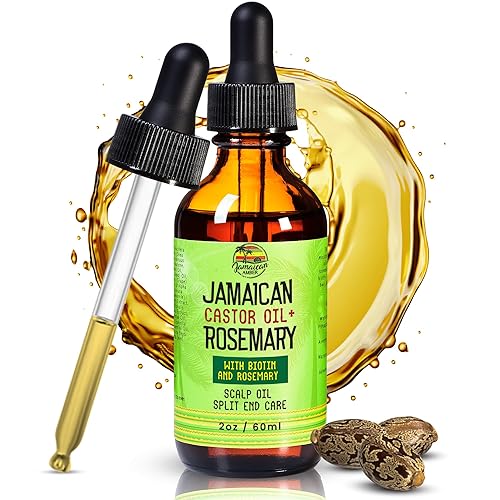 JAMAICAN Ambre Aceite de ricino negro orgánico – 2 fl oz – Para la fuerza del cabello, cuero cabelludo, aceite de masaje corporal y cejas –