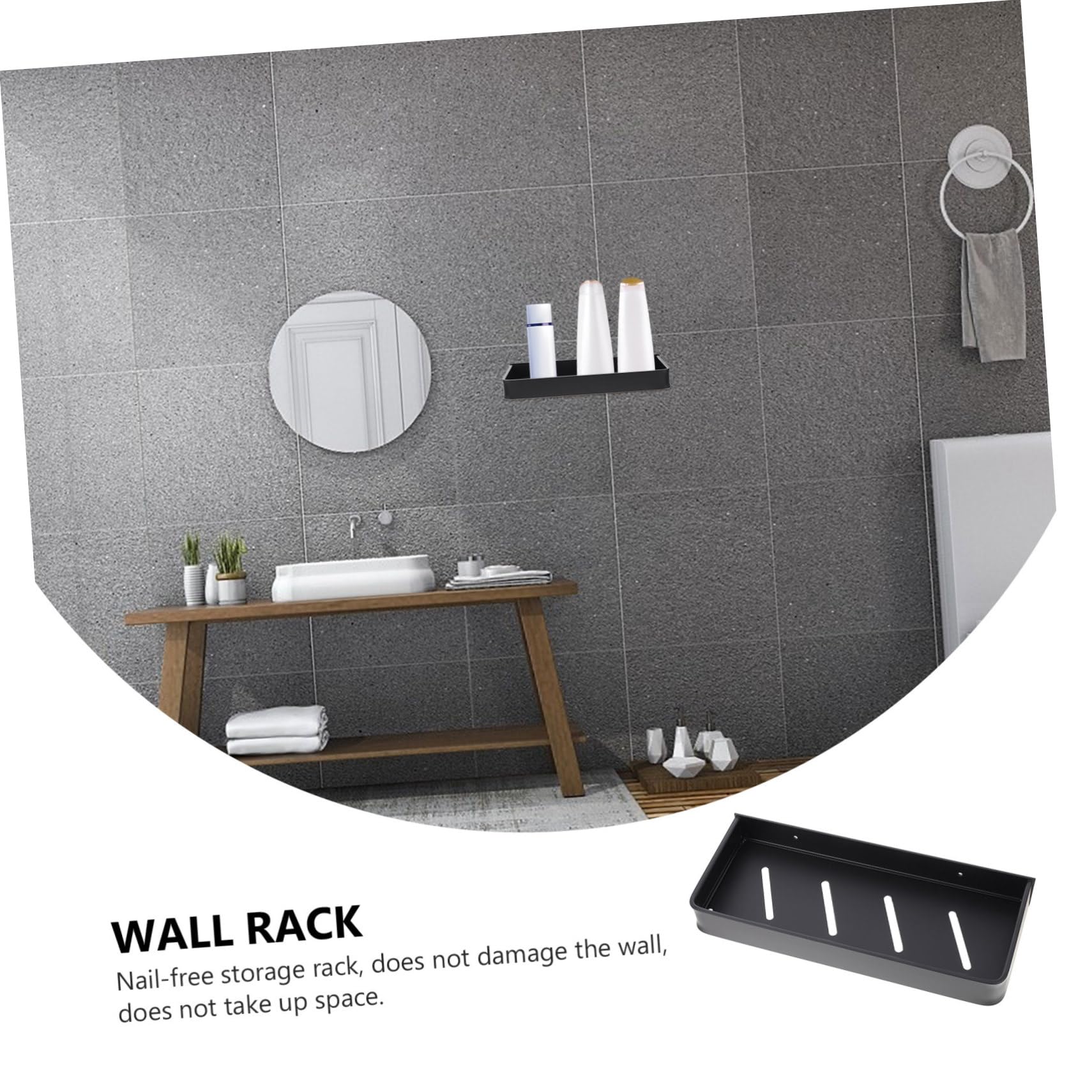 Hemobllo Nail Bathroom Storage Rack Aluminum Wall Mounted Sundries Shelf Capacity Organizer for Daily Necessities Space Saving Design for Damp Environments
