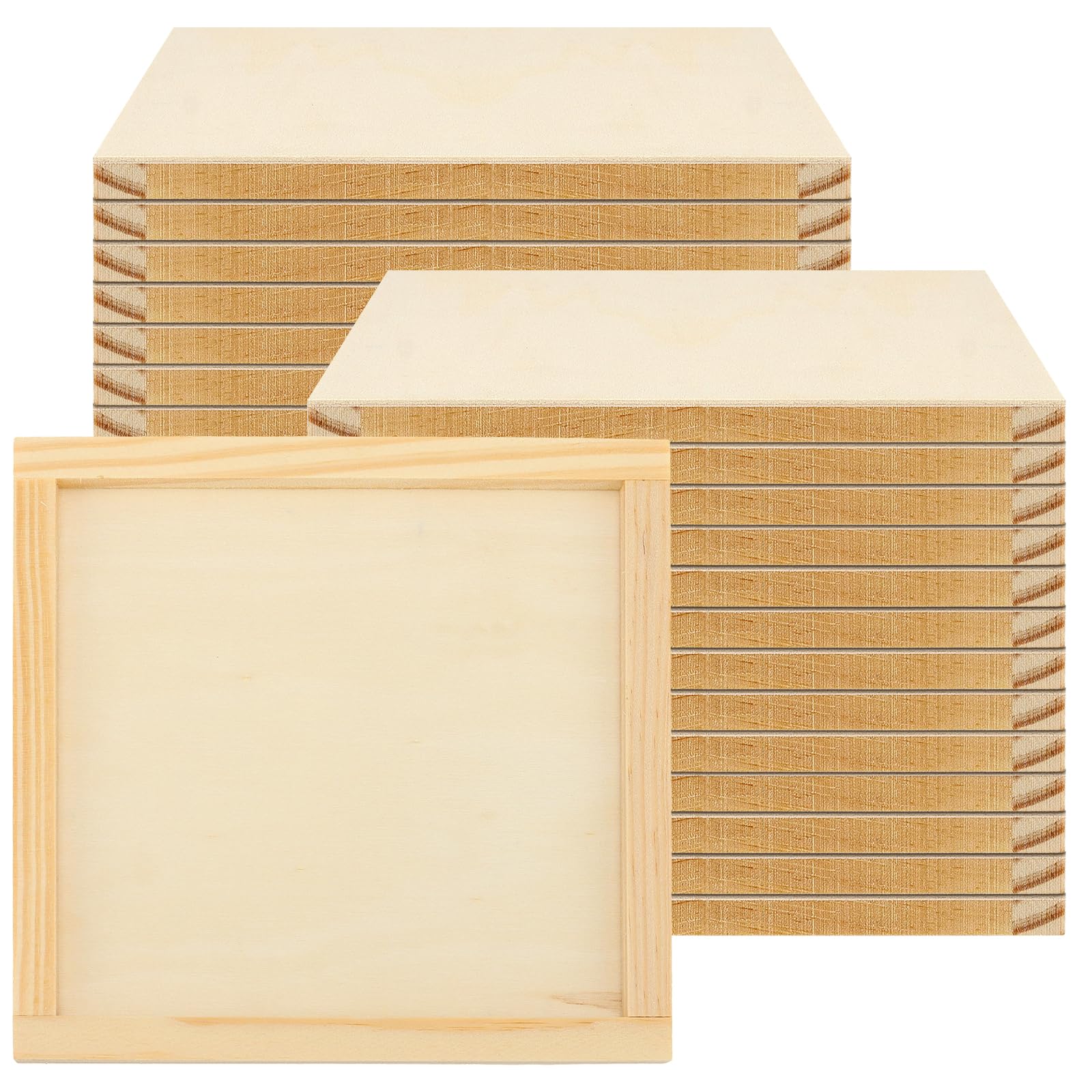 30 lienzos de madera de 12 x 12 cm, lienzo cuadrado en blanco para pintar, tablero de madera sin terminar para pintar proyectos de manualidades