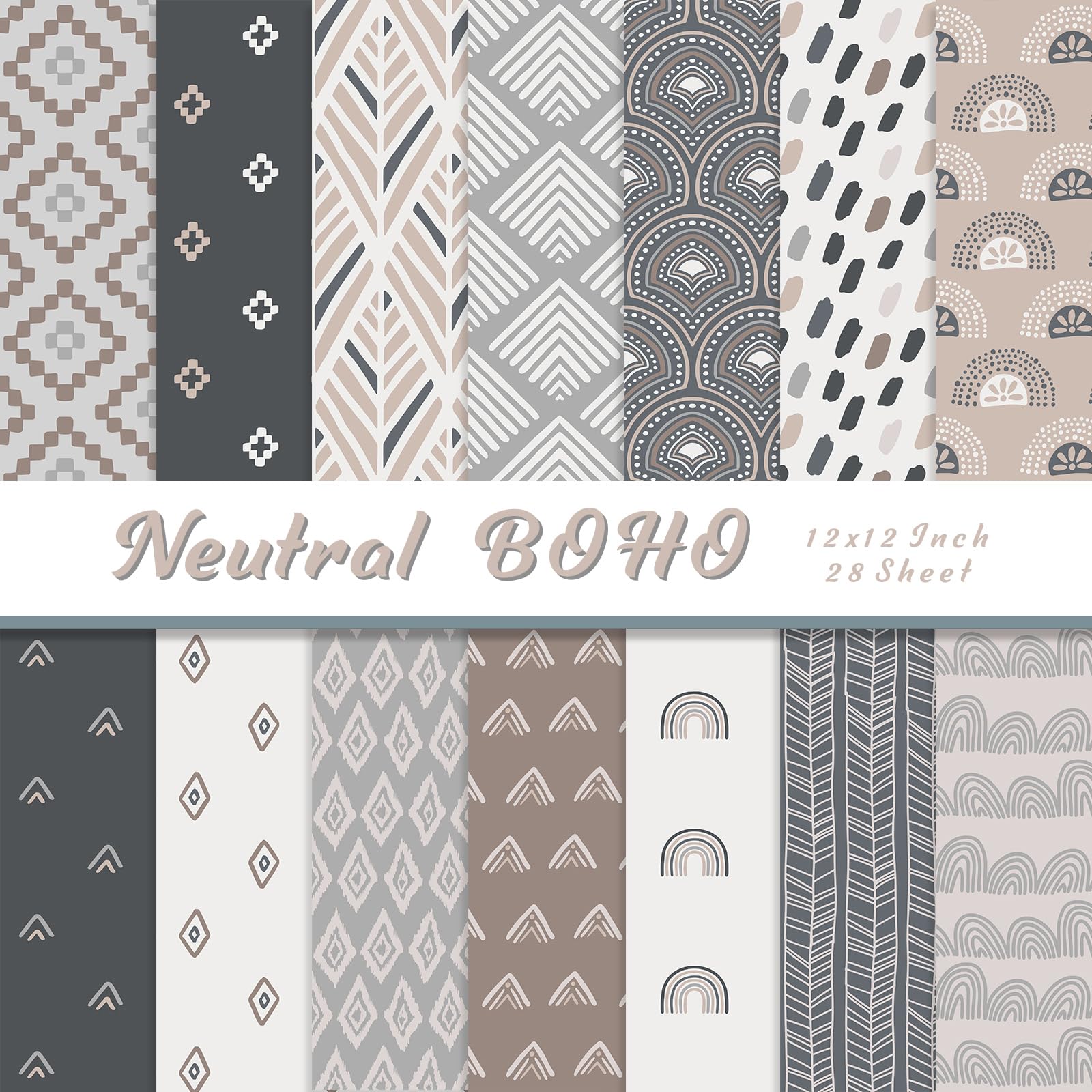 Boho Scrapbook Paper - 28 Sheets, Floral Designs -8 Boho Scrapbook Paper - 28 Sheets, Floral Designs -8