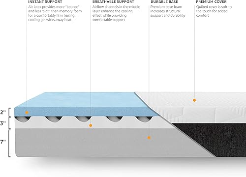 Miniatura 5 de Amazon Basics - Colchón de espuma viscoelástica con gel, firme, refrescante, tamaño King, espuma certificada CertiPUR-US®, 80 x 76 x 12 pulgadas,