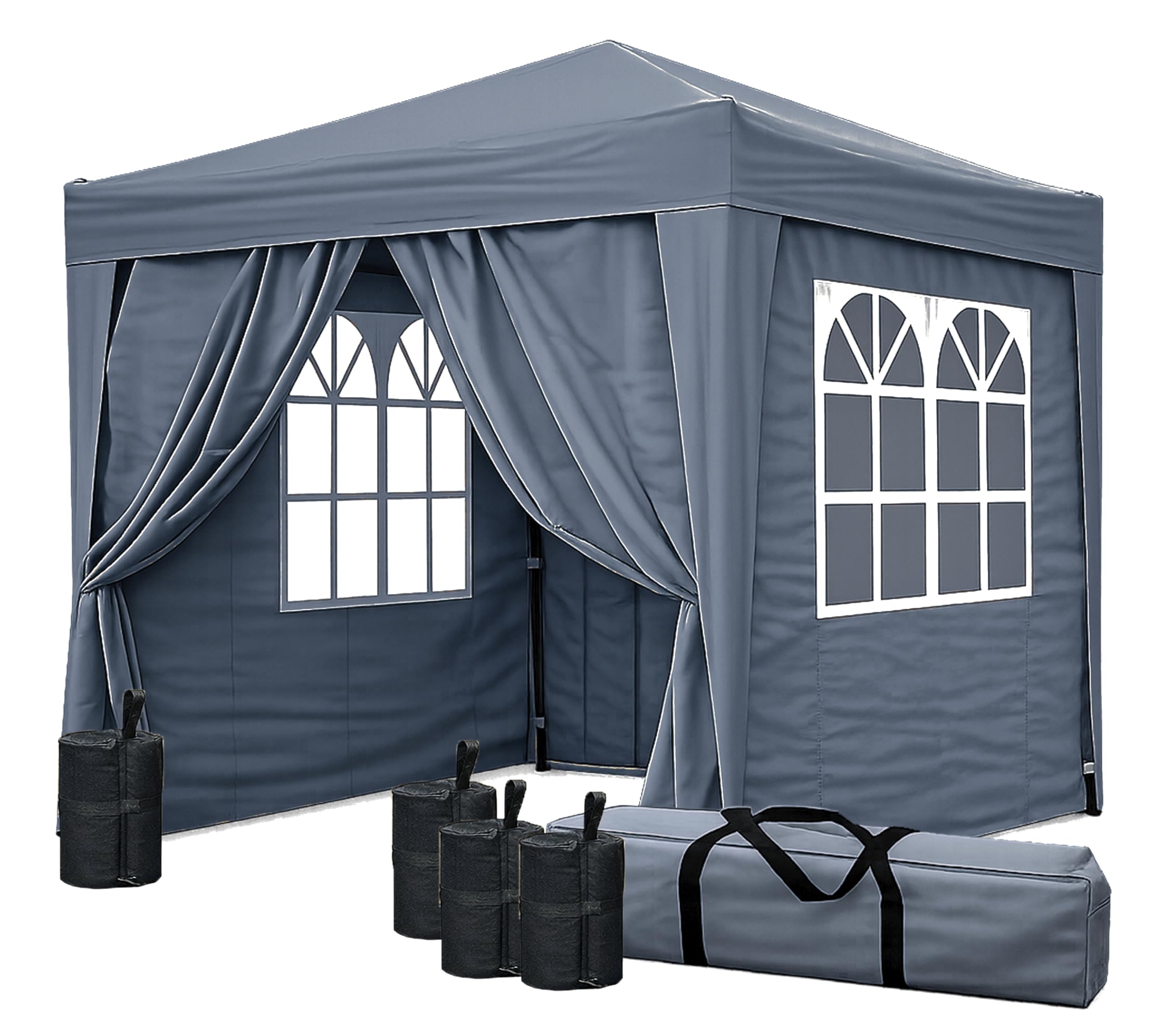 QUICK STAR Pawilon pop-up 2,5 x 2,5 m szary Smoky z 4 ?ciankami bocznymi Easy-Krzep, 4 ci??arkami