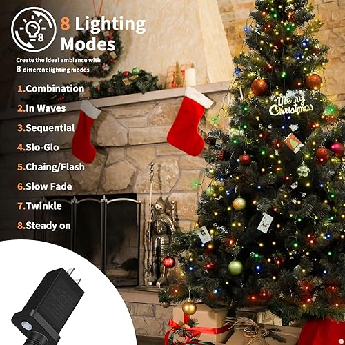 Miniatura 3 de BOLWEO Luces de árbol de Navidad, 592 luces LED de 16 líneas de luces de Navidad para árbol, 8 modos para árbol de Navidad de 8 a 10 pies,