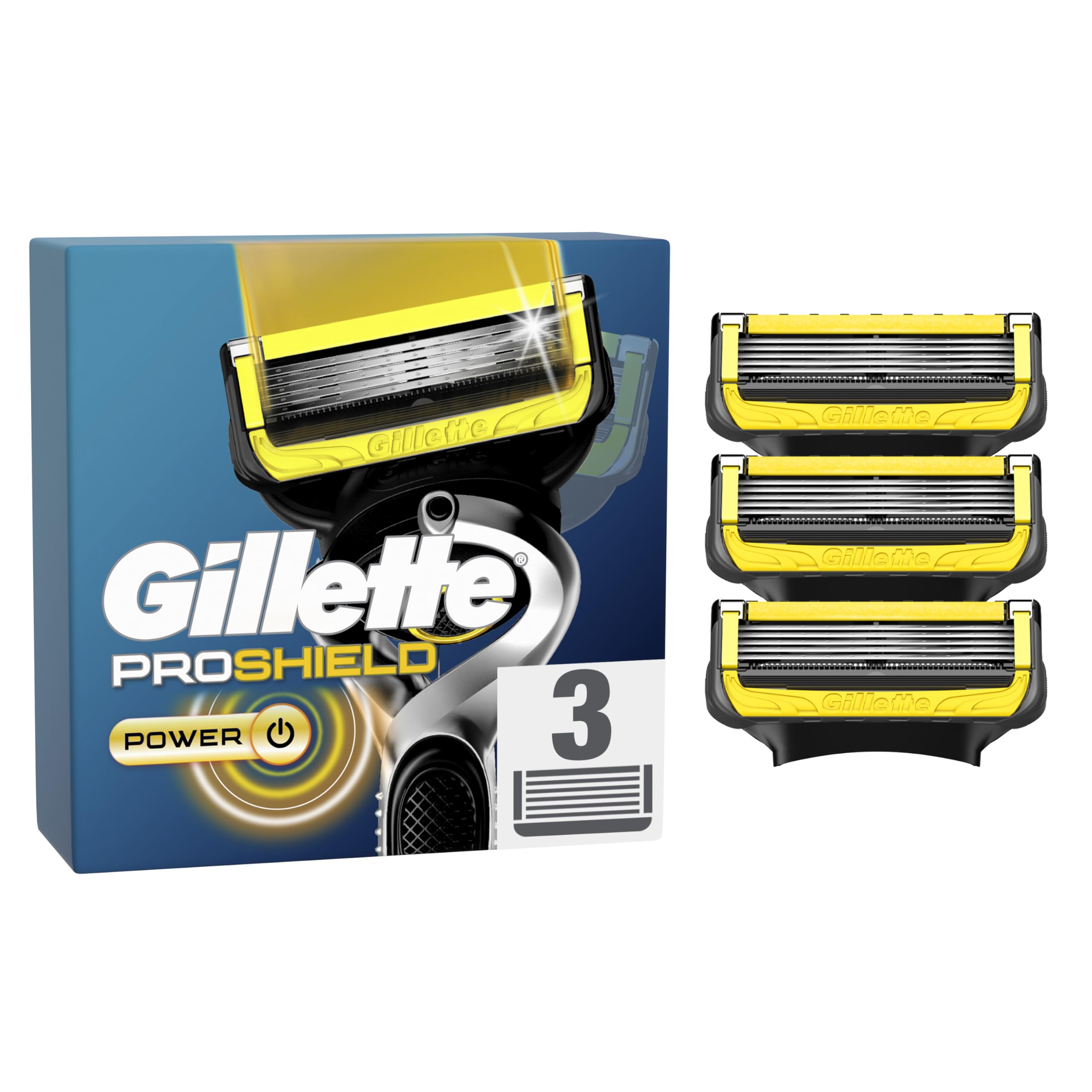 Gillette ProShield Cuchillas de Afeitar Hombre, Paquete de 3 Cuchillas de Recambio (el embalaje puede variar)